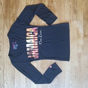 (M) Sun Kissed Island Jamaican Themed Tee Viscose Blend Long Sleeve Graphic